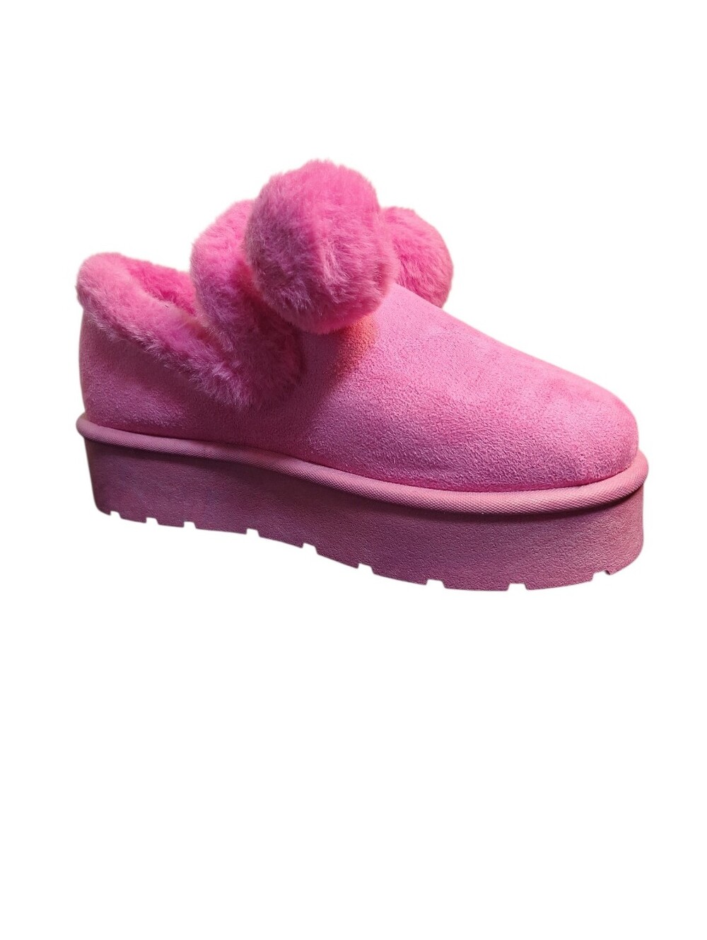NIB Bamboo Faur Fur Pom Pom Slipper Shoes